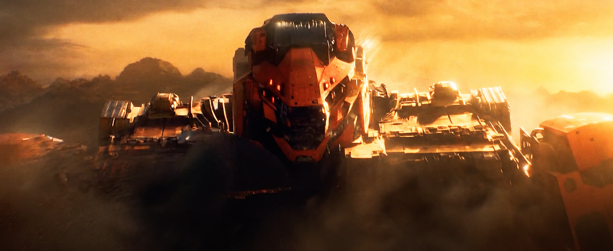 A giant machine in golden light