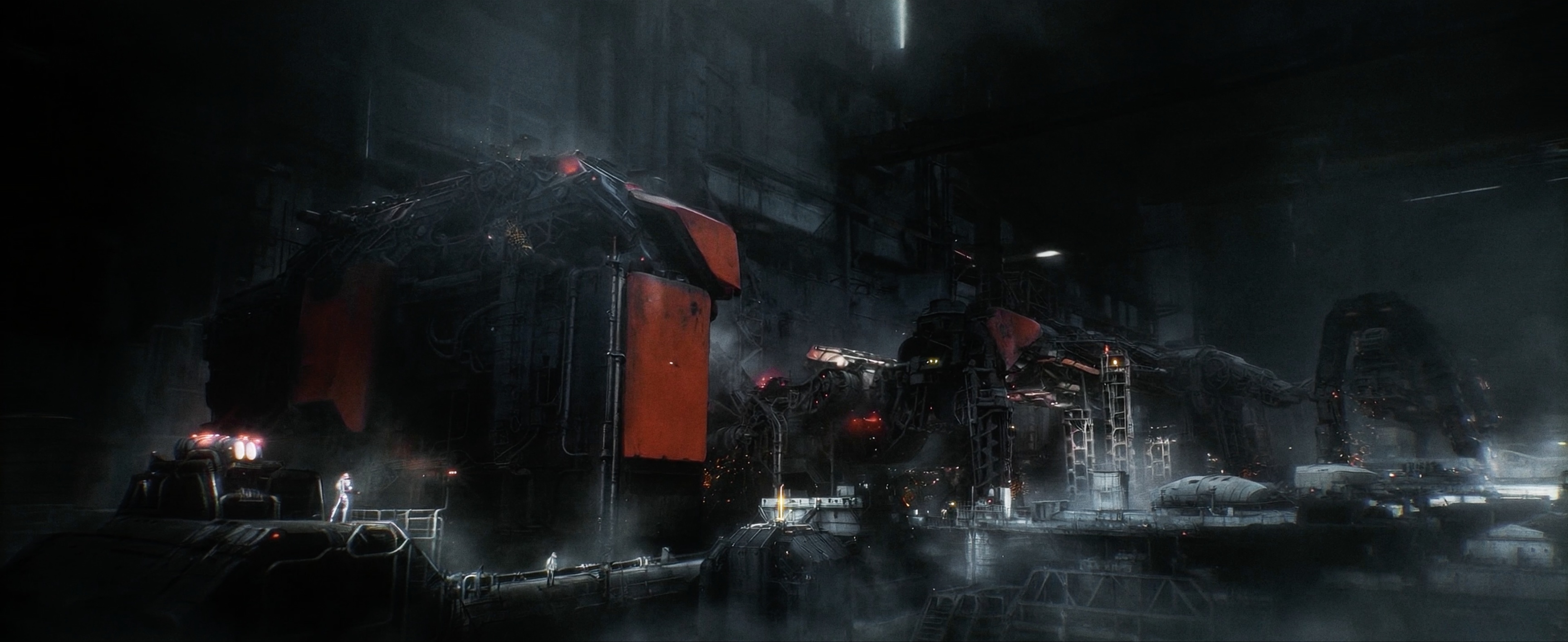 A vast dark industrial facility