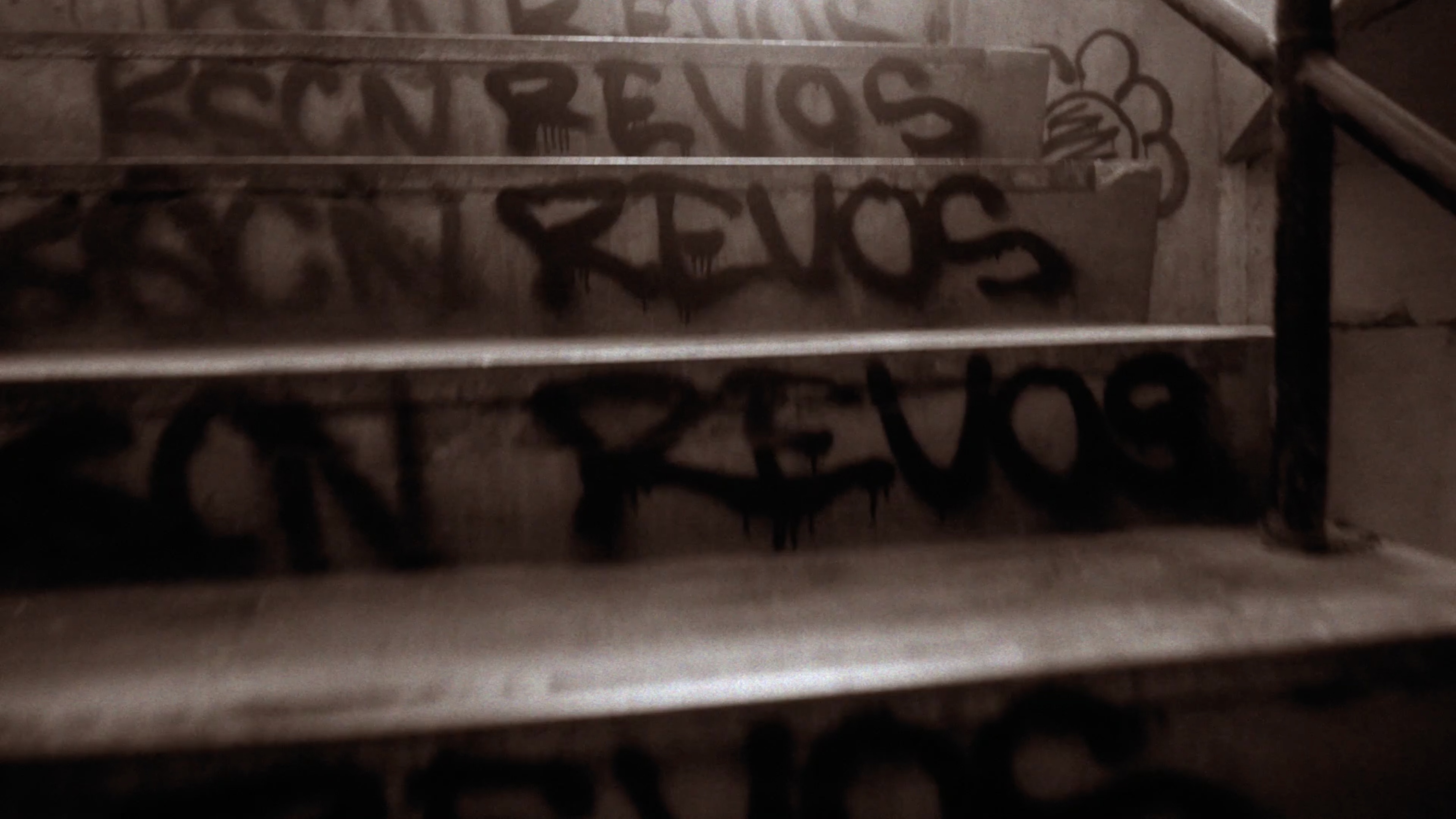NBA Streetball Party — a close-up of graffiti-covered steps
