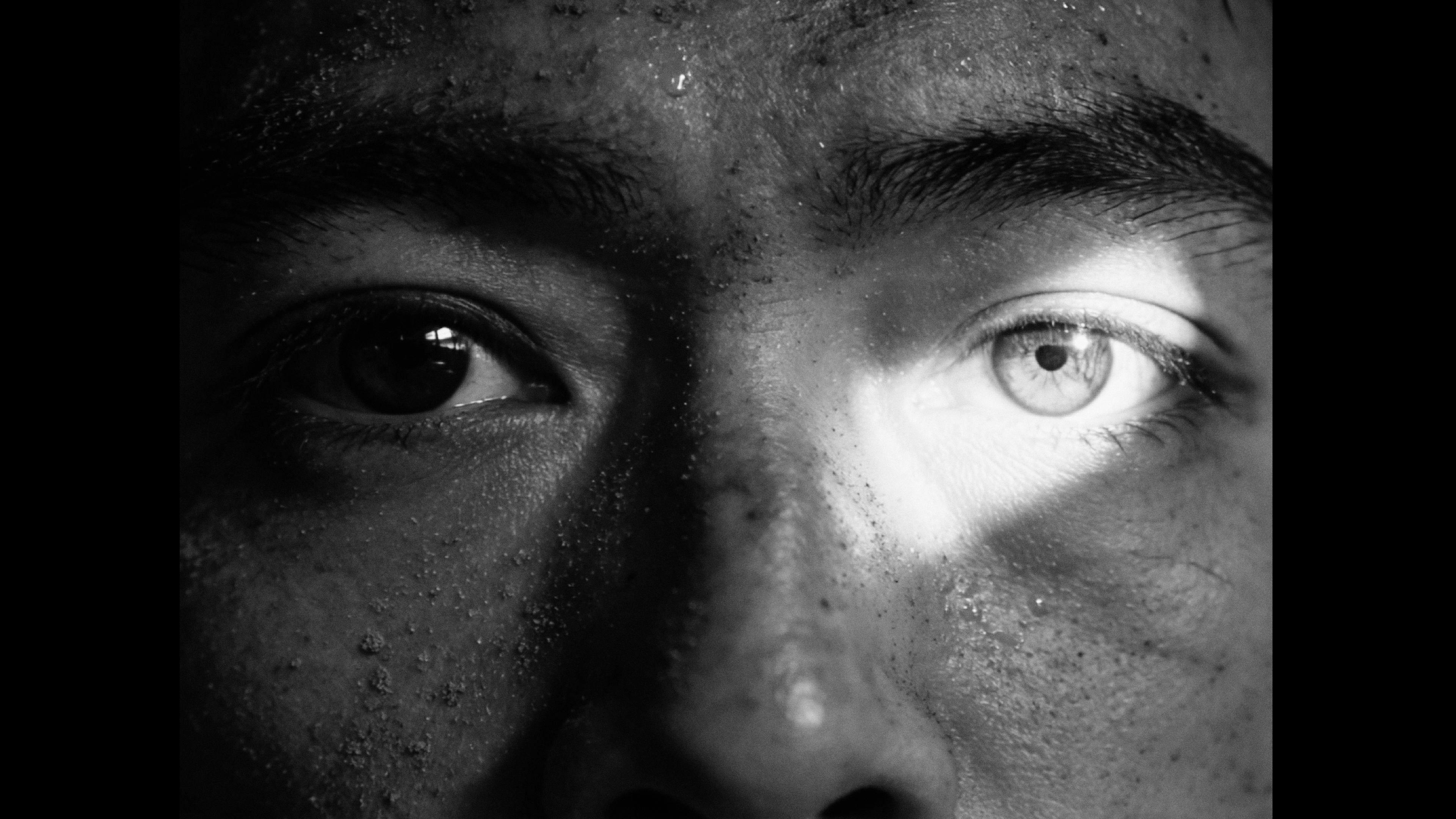 A close-up of the operator’s eyes